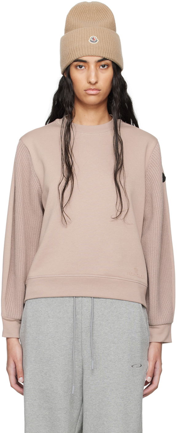 Majica Moncler Pink Logo Patch Sweatshirt Bež | J20938G00010809KR