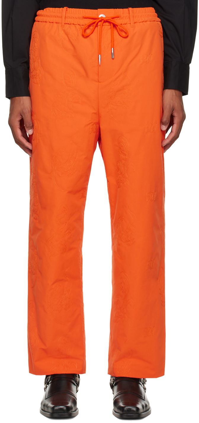 Hlače Feng Chen Wang Feng Chen Wang Phoenix Embroidered Trousers Oranžna | FMF14TR27