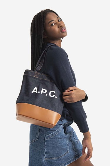 Nahrbtniki in torbe A.P.C. Navy & Tan Small Axel Tote Črna | CODDP-M61568, 1