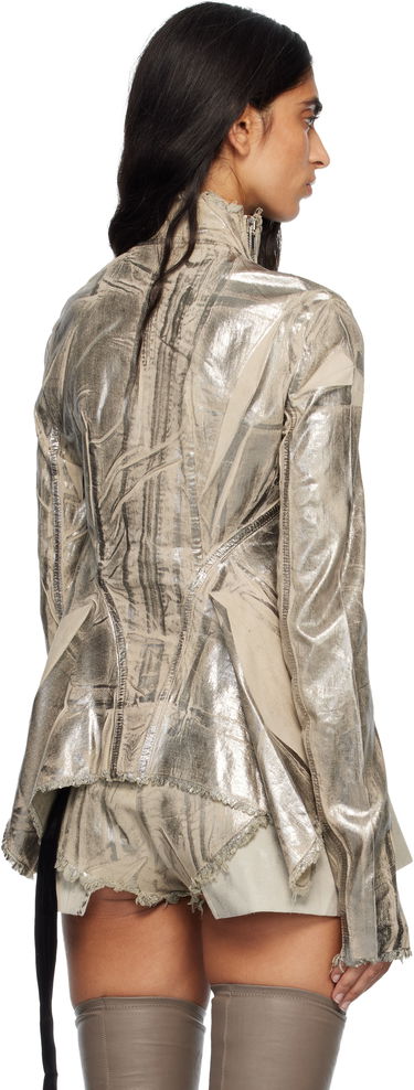 Jakna Rick Owens Concordians Naska Gary Metallic Crinkled Denim Jacket Kovinski | DS02E7703 SDPF, 2