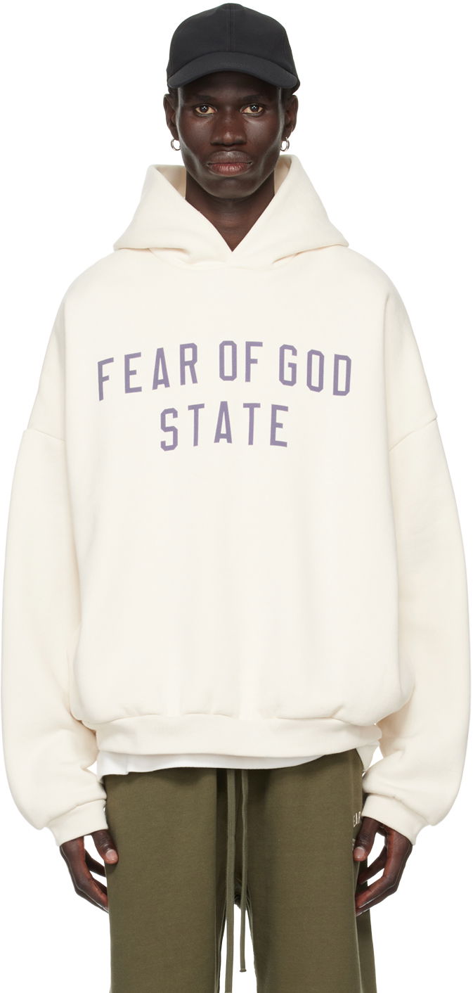 Pulover Fear of God Essentials Logo Print Hoodie Bela | 192BT246252F