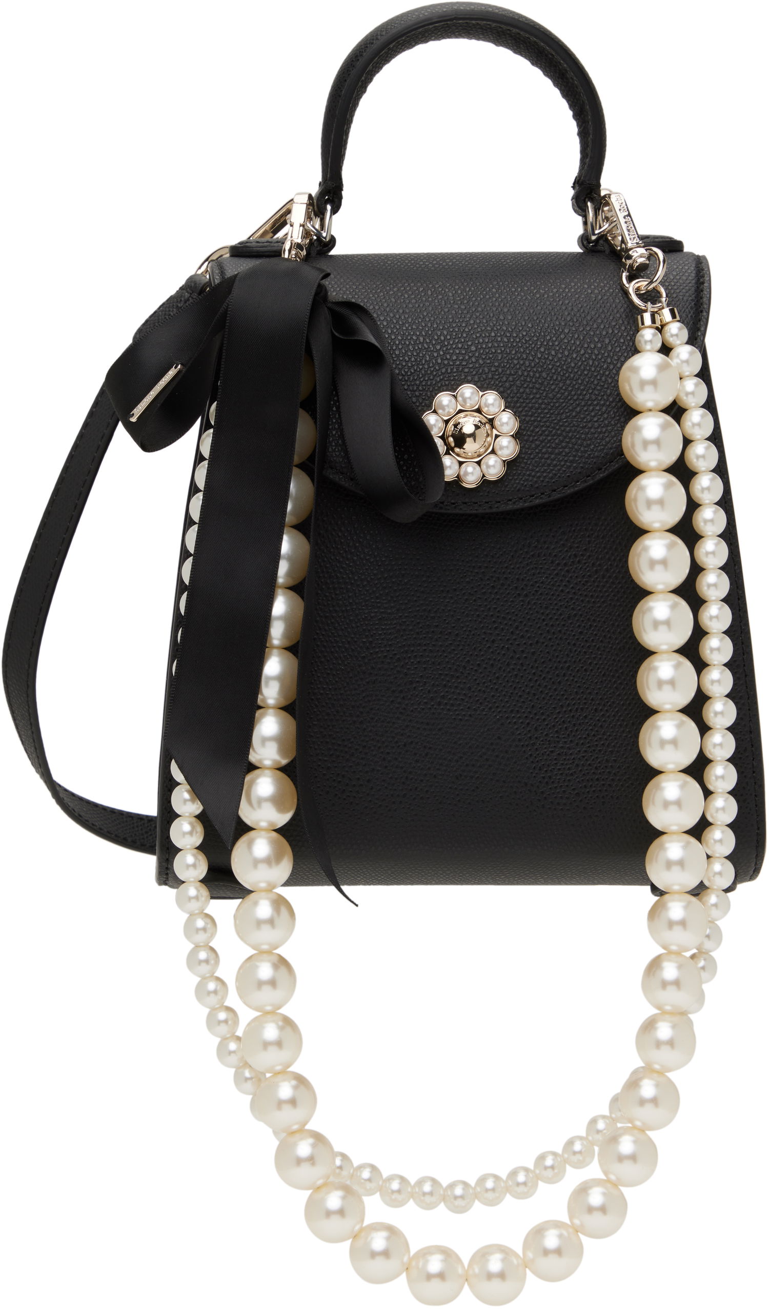 Torbica Simone Rocha Simone Rocha Mini Valentine Pearl-Embellished Crossbody Bag Črna | BAG172PS2 0787, 0