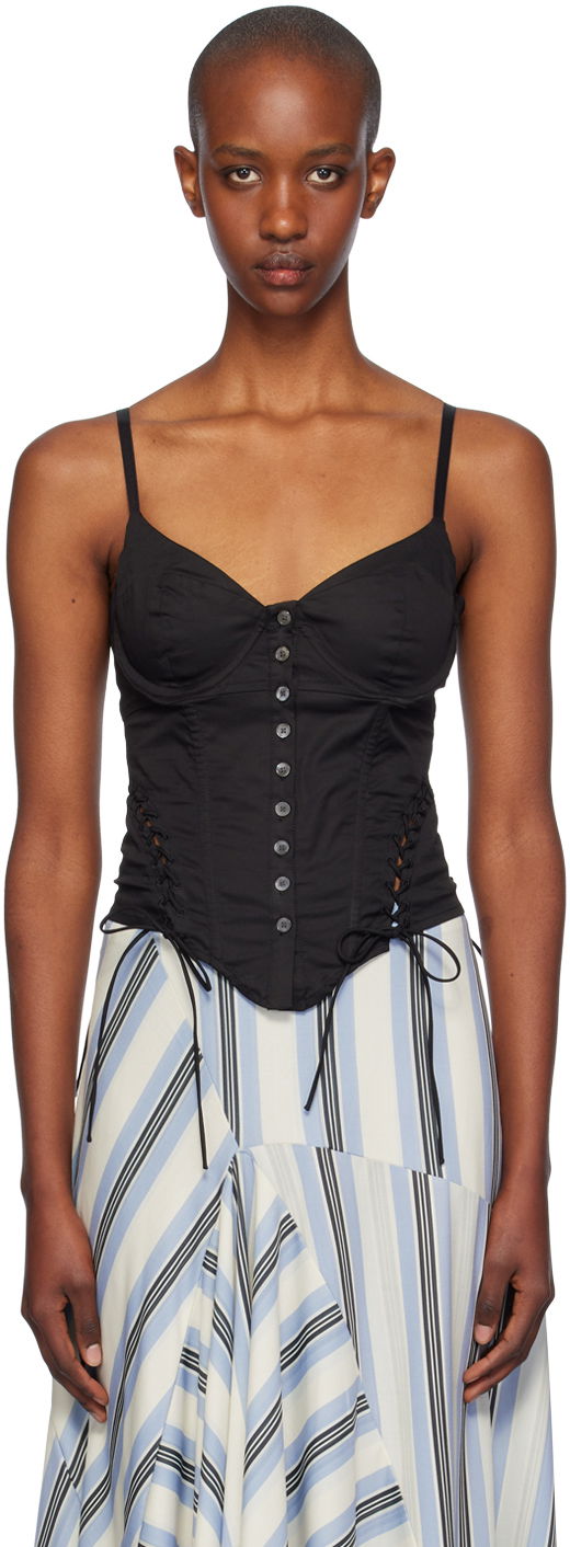 Majica brez rokavov Miaou Miaou Christina Lace-Up Corset Top Črna | 7150SPSBLK