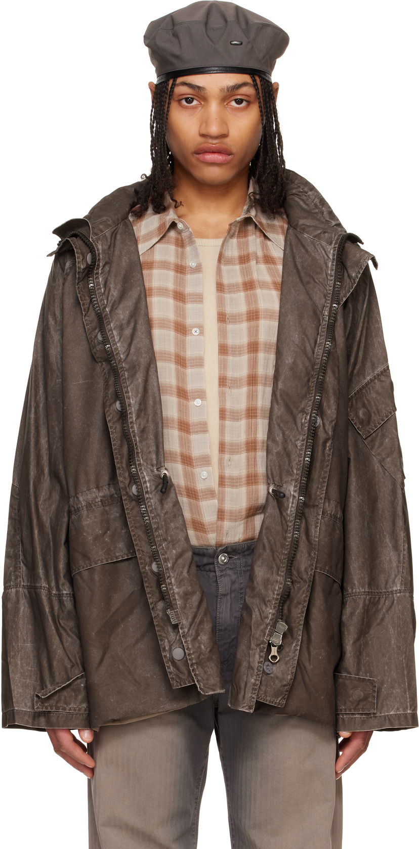 Parka OUR LEGACY Our Legacy Horizon Hooded Waxed Cotton Jacket Siva | M2251HAB