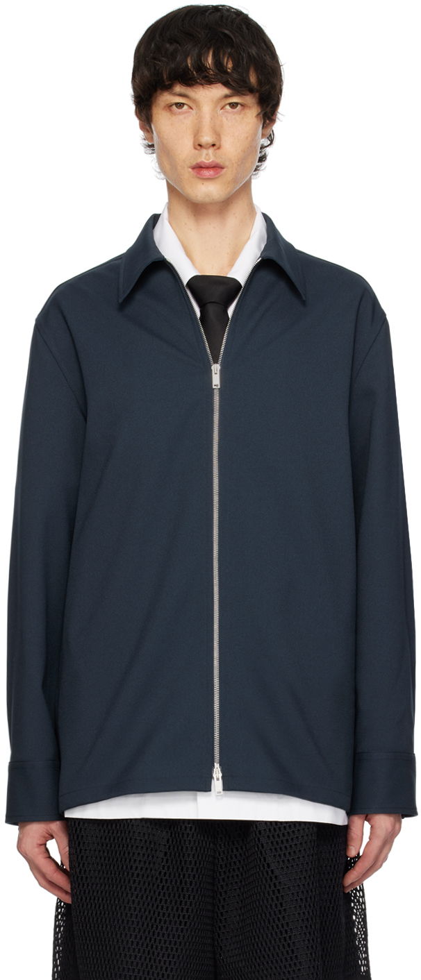 Srajce Jil Sander Zip Shirt Mornarica | J22DL0178_J70001