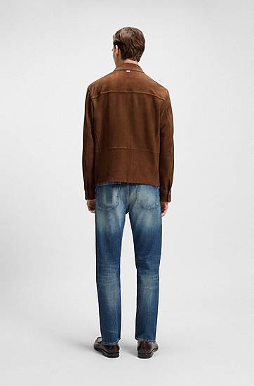 Jakna BOSS Regular-Fit Suede Jacket Rjava | 50543204, 1