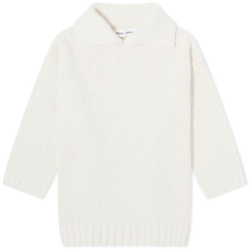 Pleteni pulover Samsoe Samsoe Samsøe Samsøe Salou Knitted Polo Shirt Bela | F24100057-F24100057