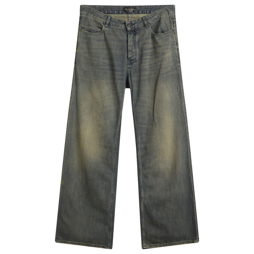Kavbojke Balenciaga Dark Wash Relaxed Fit Wide-Leg Jeans Modra | 851351-TTW76-3394