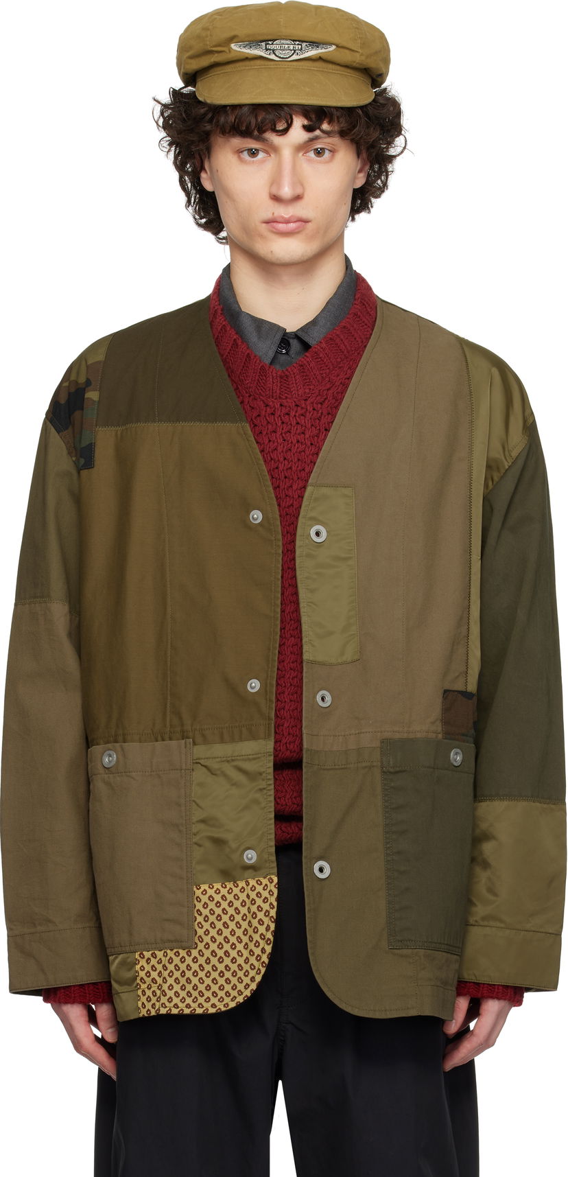 Vetrovka Comme des Garçons Homme Multi Fabric Mix Jacket Zelena | HO-J017-051
