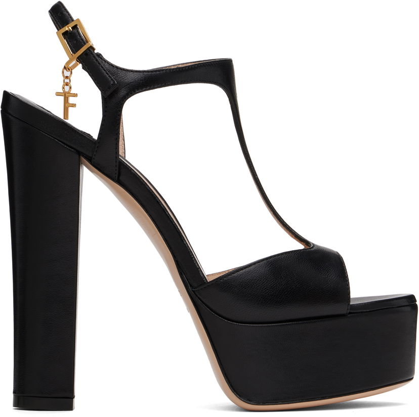 Modni dodatki Tom Ford TOM FORD Nappa Leather Lux Heeled Sandals Črna | W3560-LSP002G