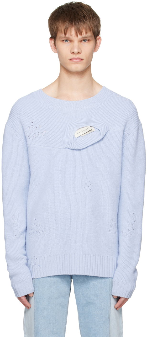 Pleteni pulover Feng Chen Wang Feng Chen Wang Distressed Sweater Modra | FUS15KT05