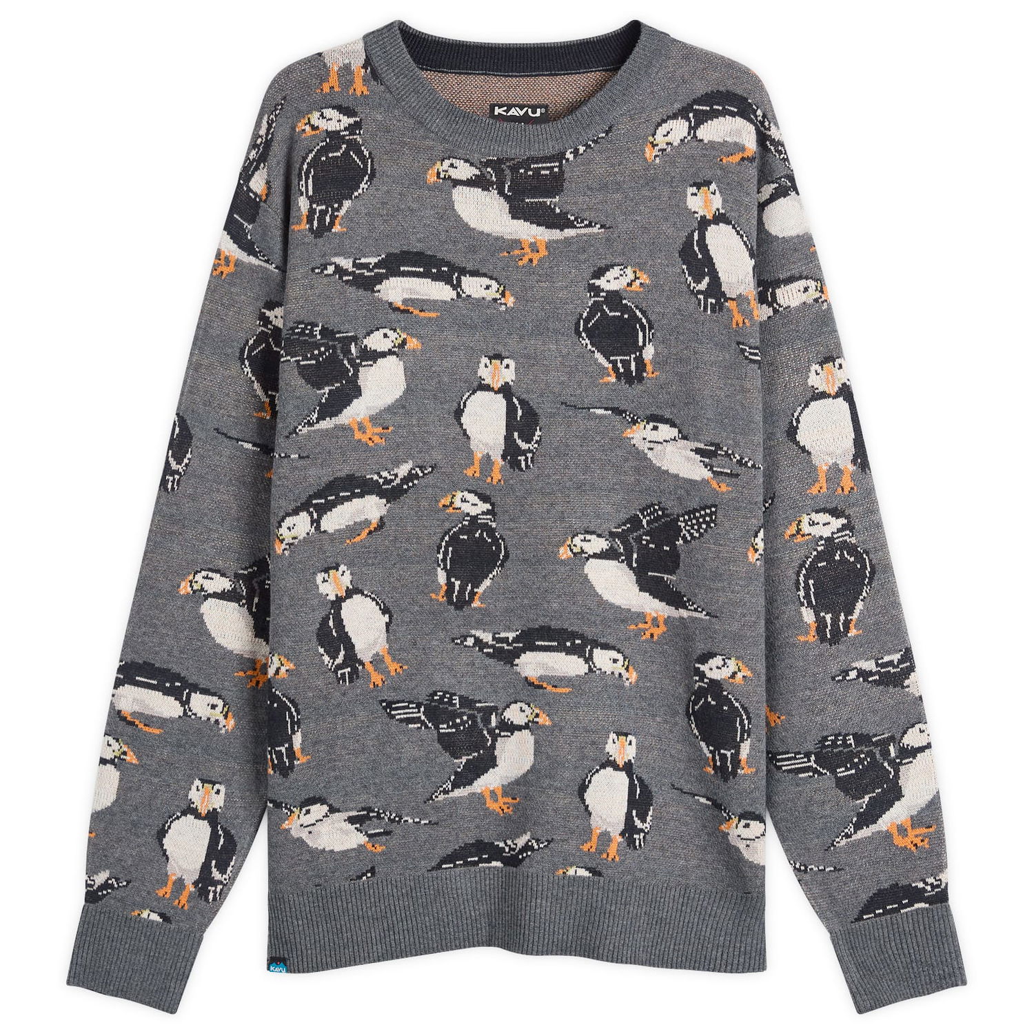 Pleteni pulover KAVU Highline Knitted Jumper with Puffin Print Siva | 5134-2663, 0