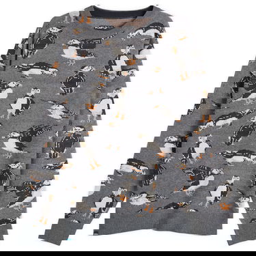 Pleteni pulover KAVU Highline Knitted Jumper with Puffin Print Siva | 5134-2663, 0
