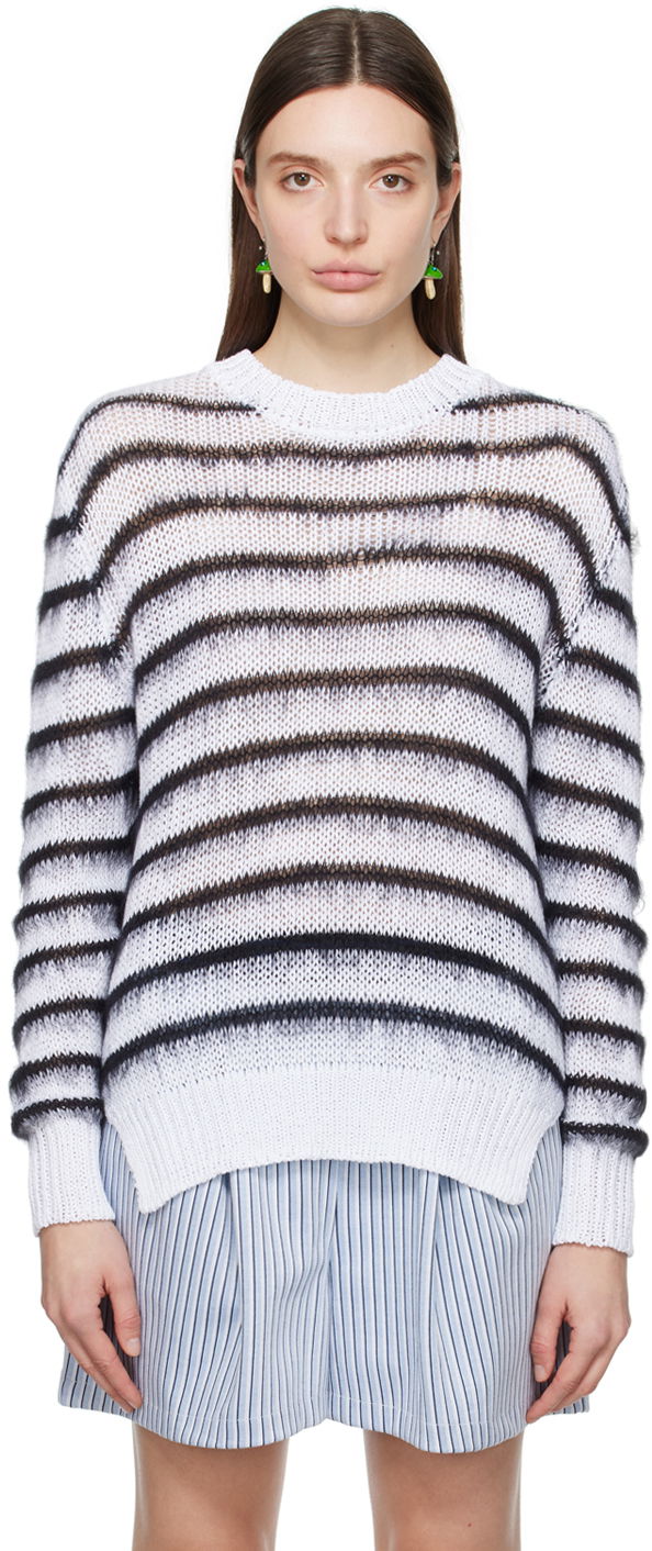 Pleteni pulover Marni Striped Sweater Lila | GCMD0511Q0 UFCB21