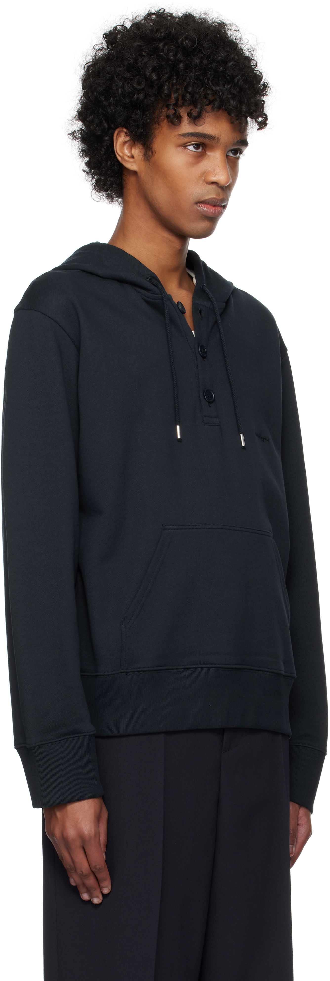 Pulover Courrèges Courrèges Buttoned Hoodie Črna | 125JHO037JS0120, 1
