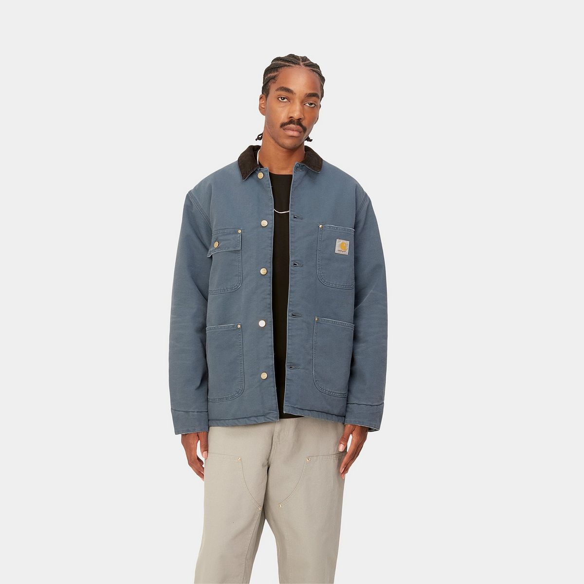 Plašči Carhartt WIP OG Chore Coat "Ore / Black aged canvas" Mornarica | I027357_1QF_3K, 0