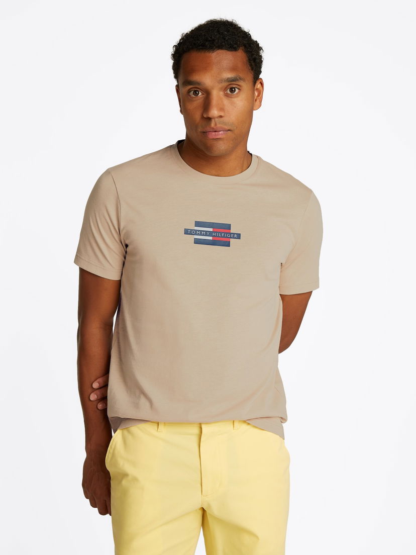 Majica Tommy Hilfiger Tommy Hilfiger Flag Box T-Shirt Bež | MW0MW38636RBT