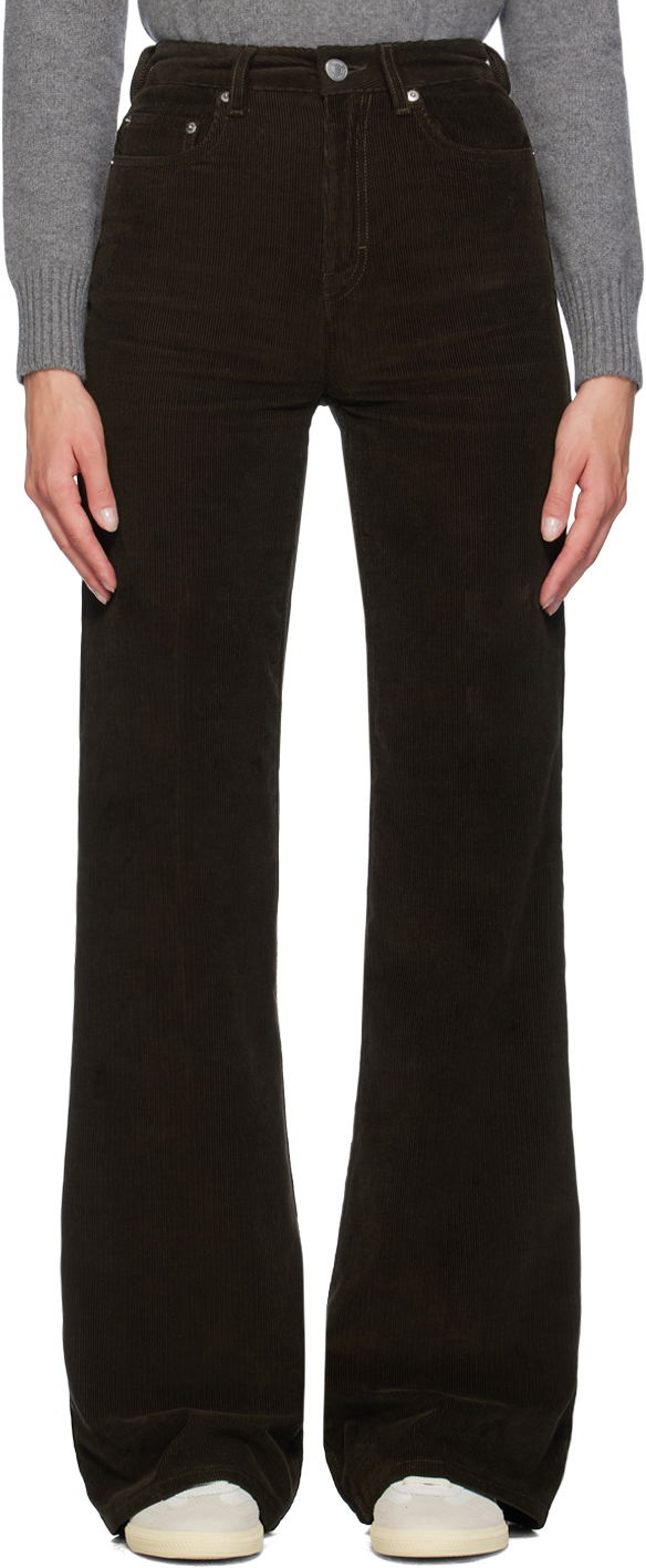 Hlače AMI Paris Brown Flared Trousers Črna | FTR420.CO0089