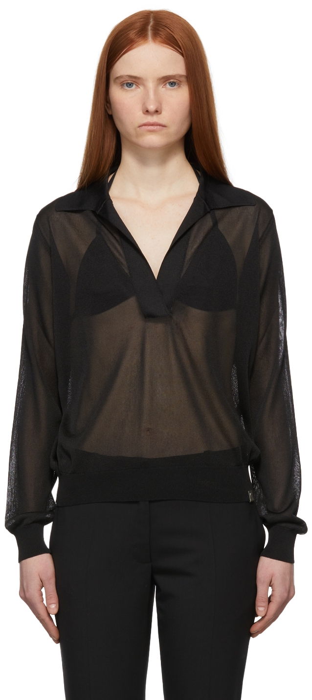 Srajce 1017 ALYX 9SM Sheer Long Sleeve Polo Črna | AAWKN0139YA01.S22