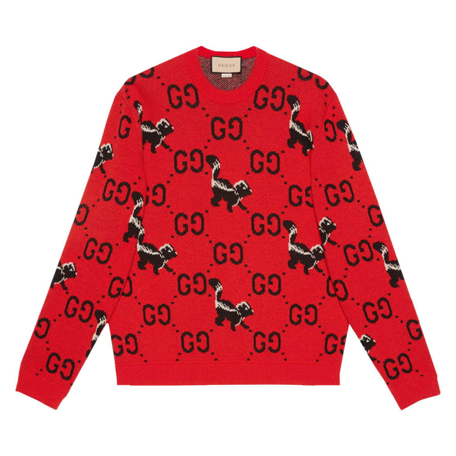Pleteni pulover Gucci GG And Skunk Wool Knit Sweater Rdeča | 711576 XKCL2 6229, 1