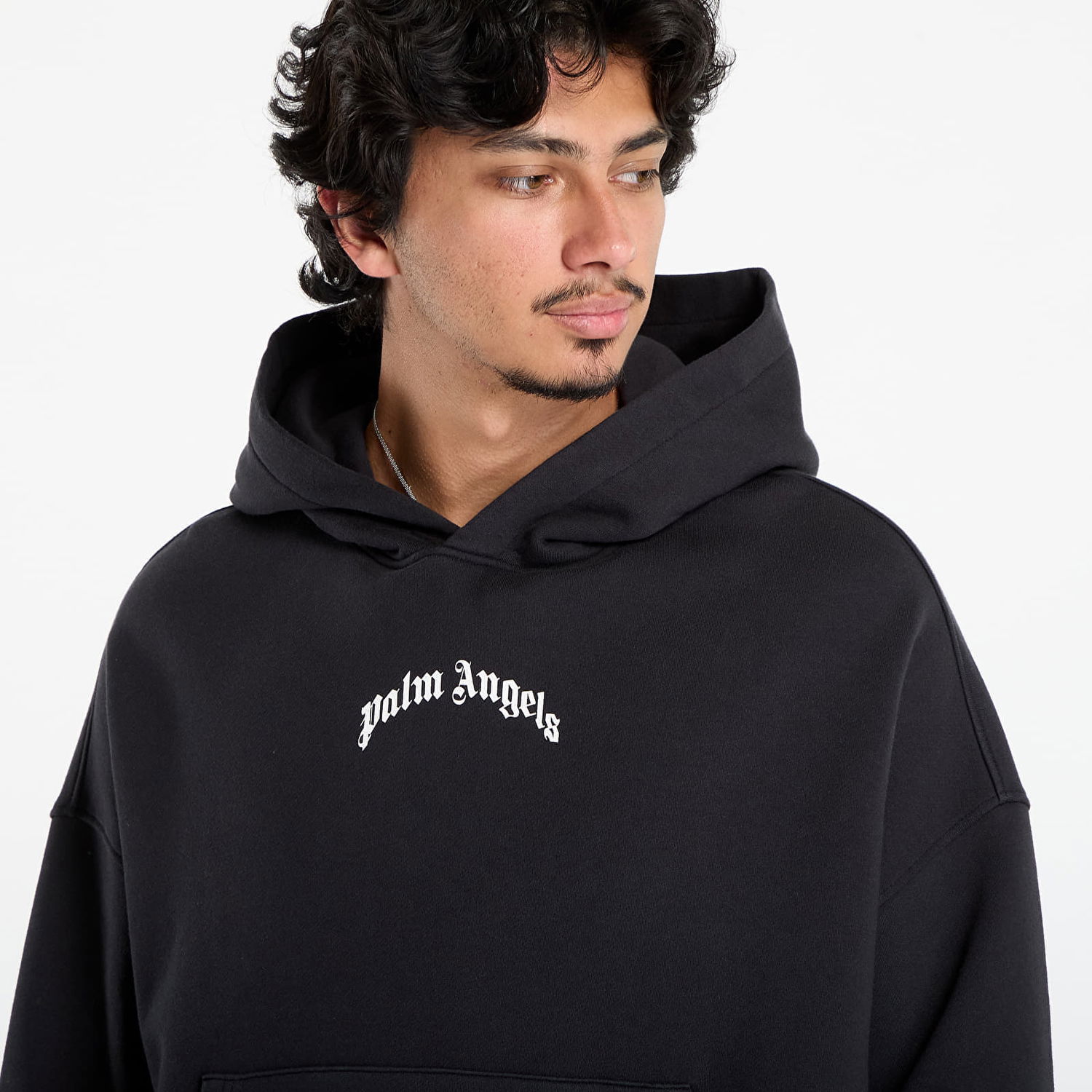 Pulover Palm Angels Palm Angels Back Curved Logo Loose Hoody Črna | PMBB17EF25FLE0041003, 1