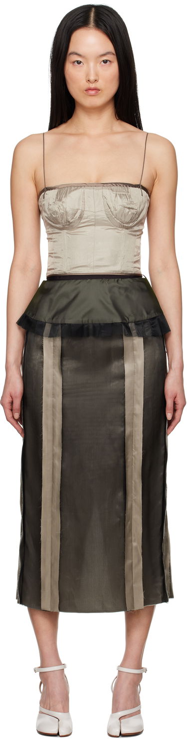 Krila Maison Margiela Maison Margiela Silk Midi Dress with Peplum Zelena | S51DD0025 MTN057, 0