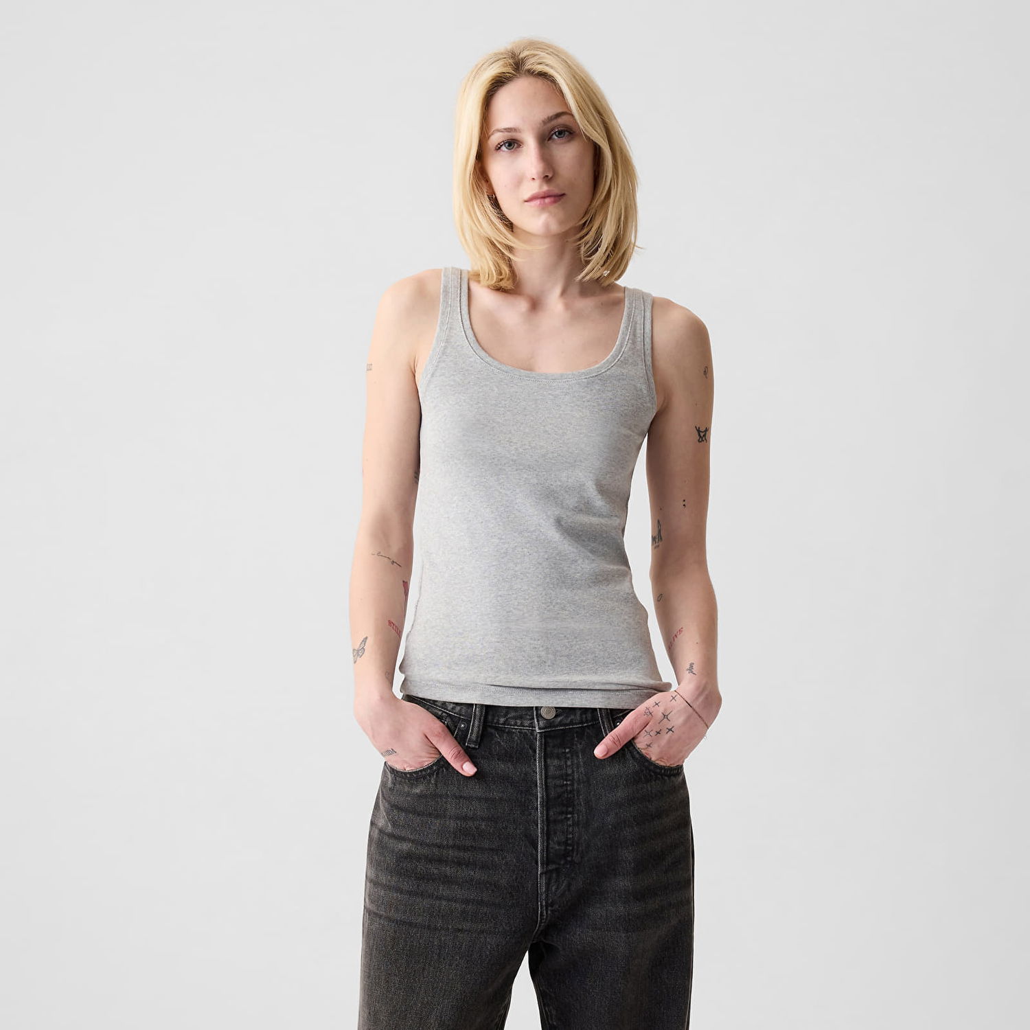 Majica brez rokavov GAP Modal Tank Grey Siva | 540670-01, 0