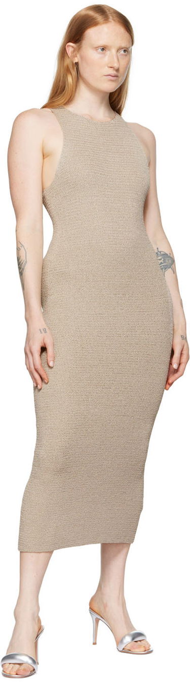 Obleke Helmut Lang Helmut Lang Ribbon Midi Dress Bež | M04HW705, 3