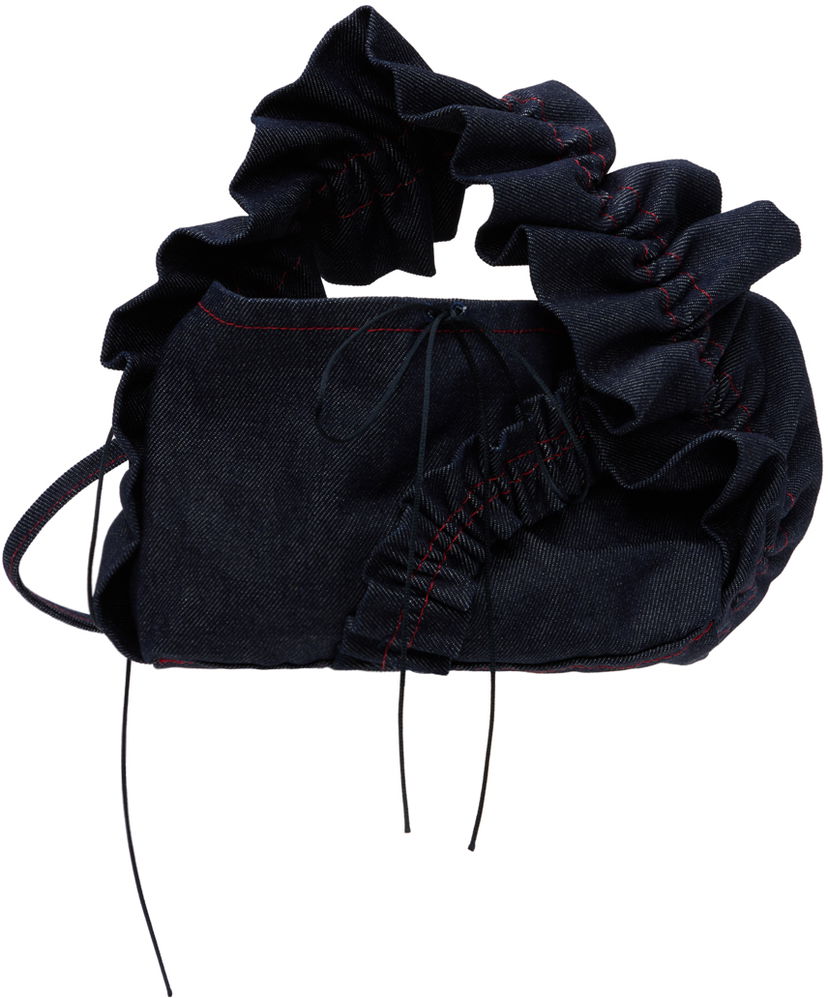 Torbica Cecilie Bahnsen Denim Ruffle Handle Bag Črna | 1.24BAG45012 UMI BAG