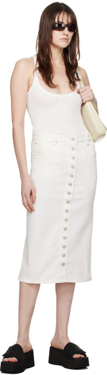 Krila Courrèges Courrèges Multiflex Denim Button-Front Skirt Bela | 124DJU155DE0022, 3