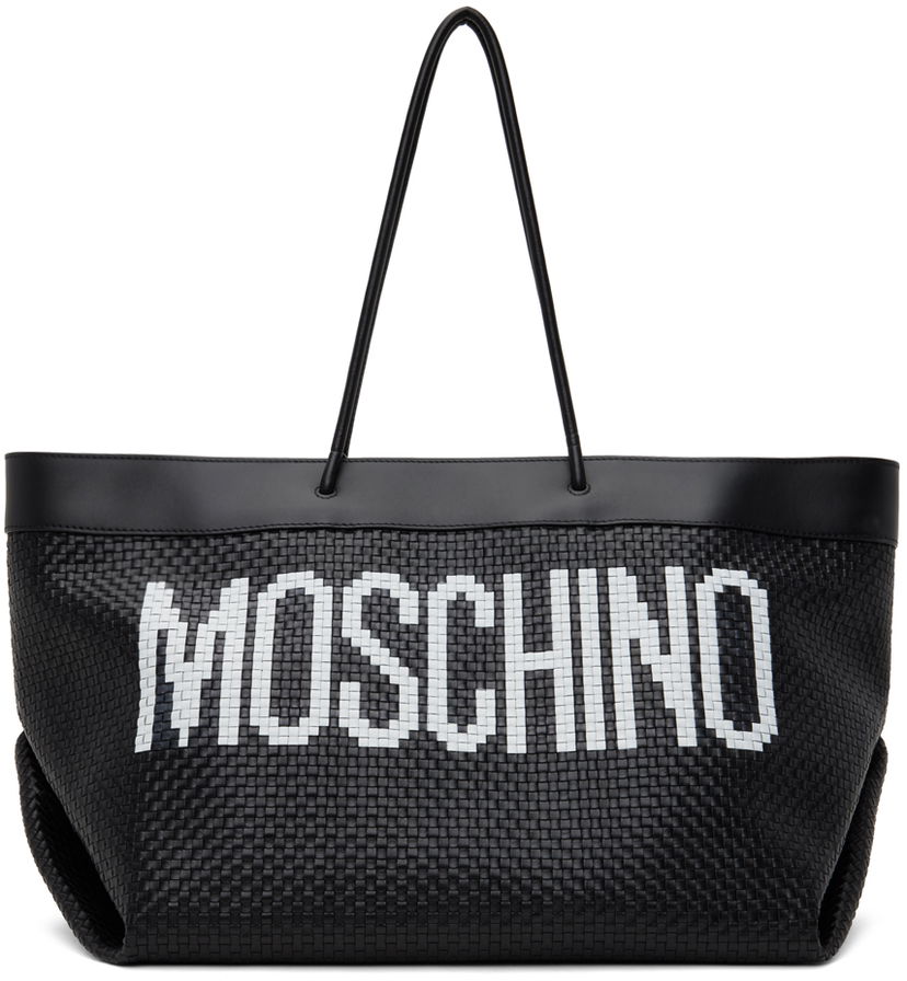 Tote bag Moschino Calfskin Braided Tote Bag Črna | 7519 8024 A2555