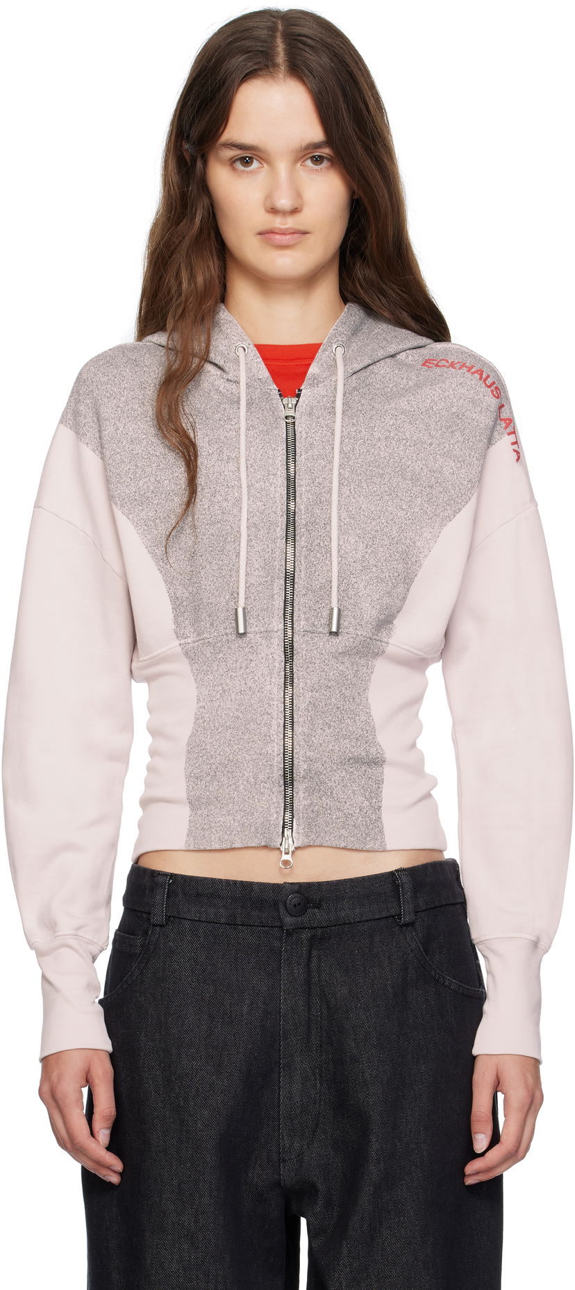 Pulover Eckhaus Latta Eckhaus Latta Snatched Zip-Up Hoodie Roza | 4000-EL-PF25-P -
