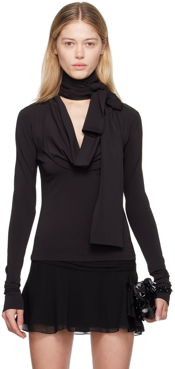 Krila Blumarine Blumarine Cowl Neck Long Sleeve Top Črna | A422C286A
