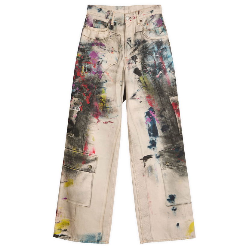 Kavbojke Acne Studios 1981 U Painter Printed Decorator Jeans, Size X-Small Bež | CK0133-AOL