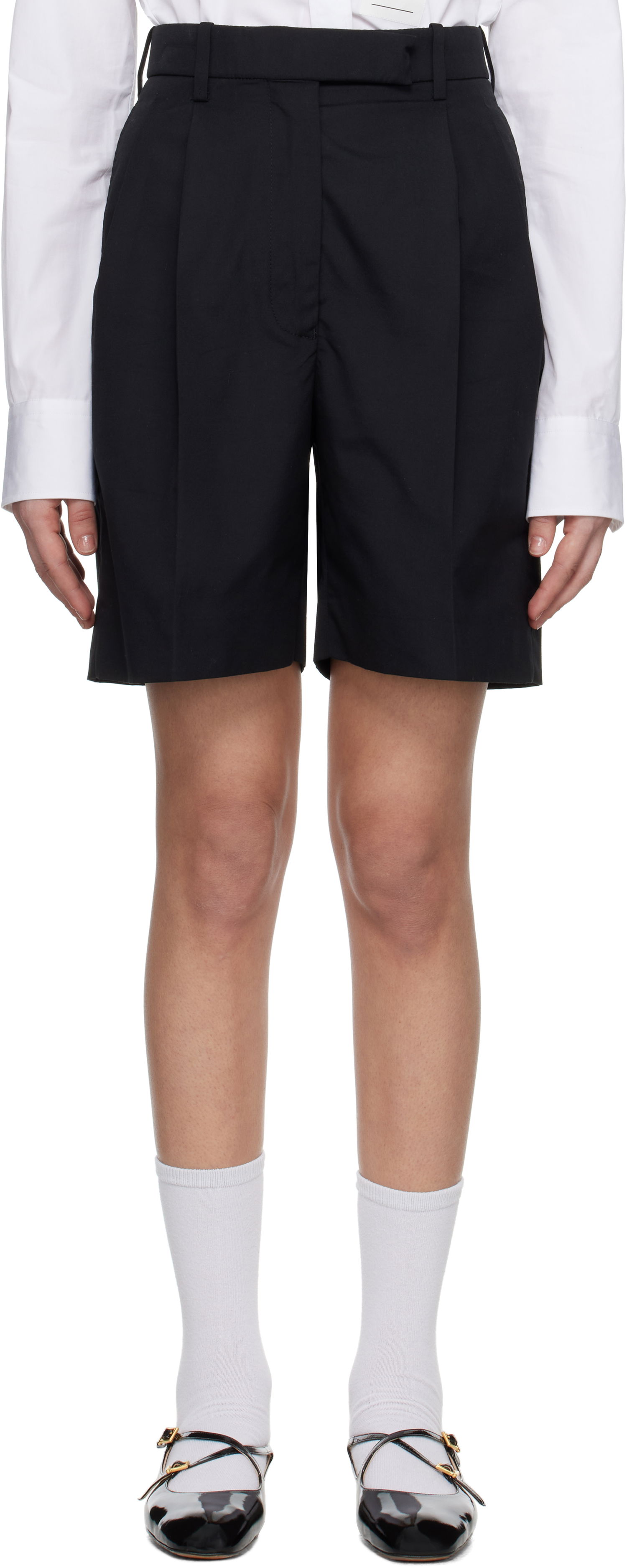 Kratke hlače Thom Browne Thom Browne Typewriter Cloth Double Pleat Shorts Črna | FTC501U-04502, 0