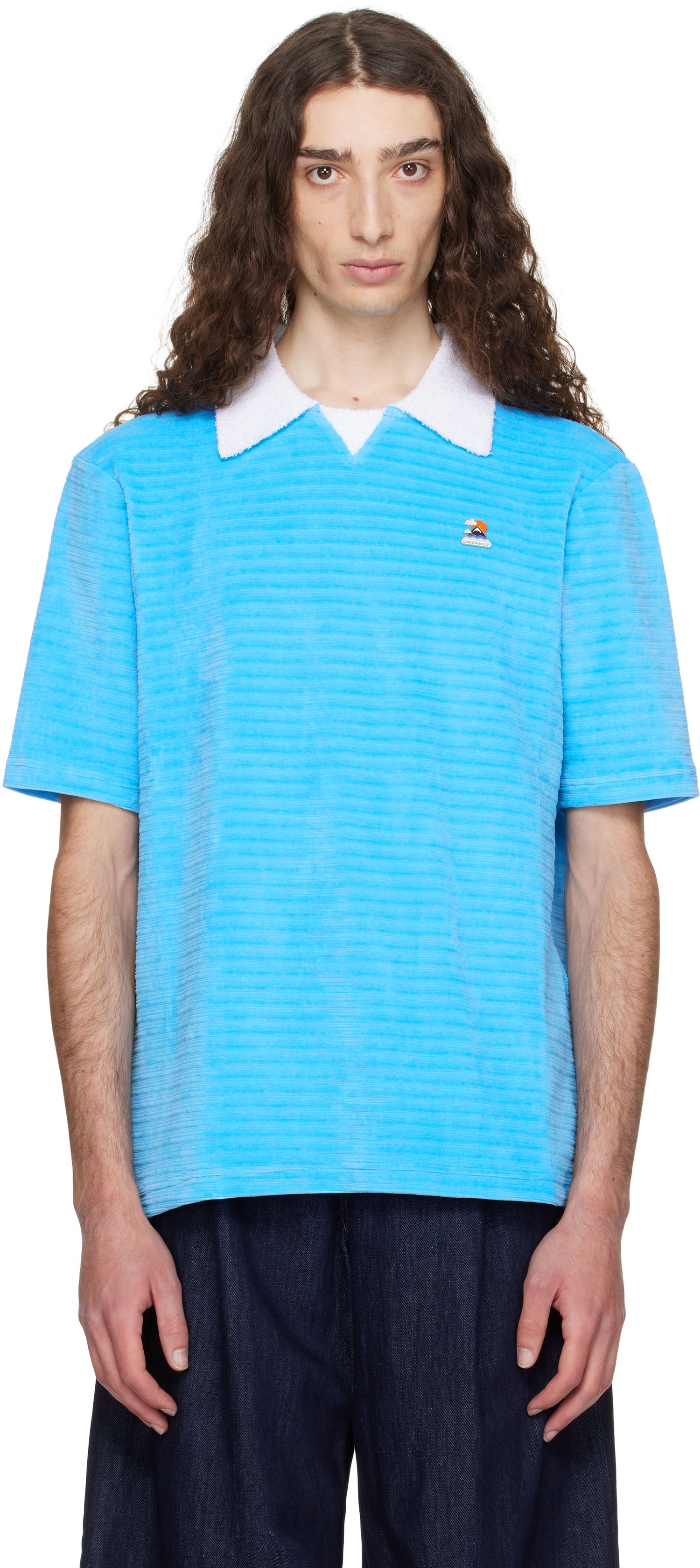 Polo majica Casablanca Casablanca Knit Piqué Polo Modra | MPF25-JTP-243-03, 0