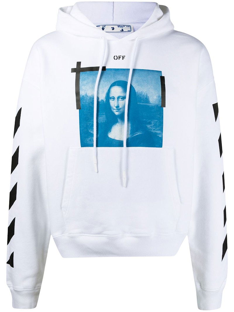 Pulover Off-White Mona Lisa Hoodie Bela | OMBB037R21FLE0010110