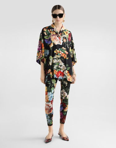 Hlače Dolce & Gabbana Dolce & Gabbana Charmeuse Flower Bouquet-Print Pants Črna | FTCQ4TFSA7WHN5PC, 1