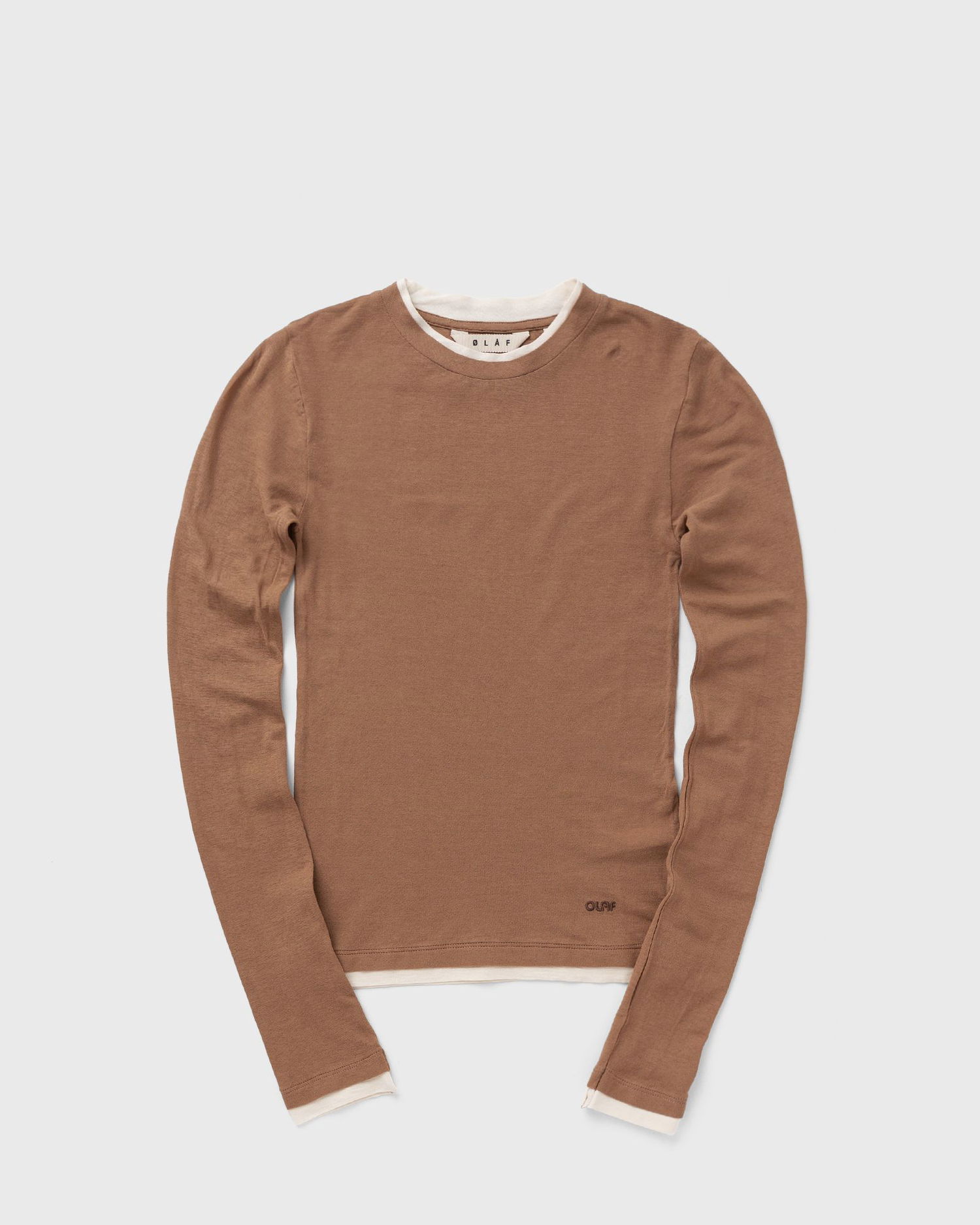 Majica ØLÅF Olaf Retro Logo Double Layer Long Sleeve Top, Size L Rjava | W200108-CINNAMON, 0