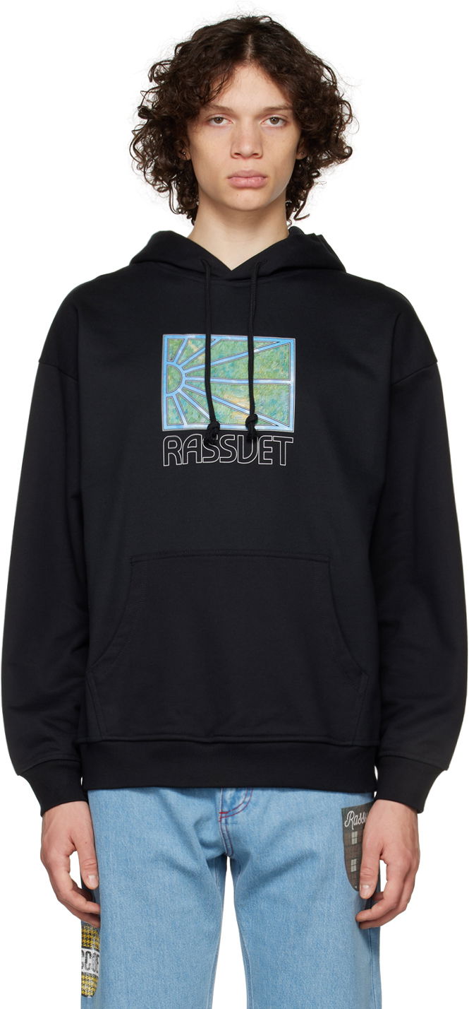 Pulover PACCBET Graphic Print Hoodie Črna | 1 BLACK