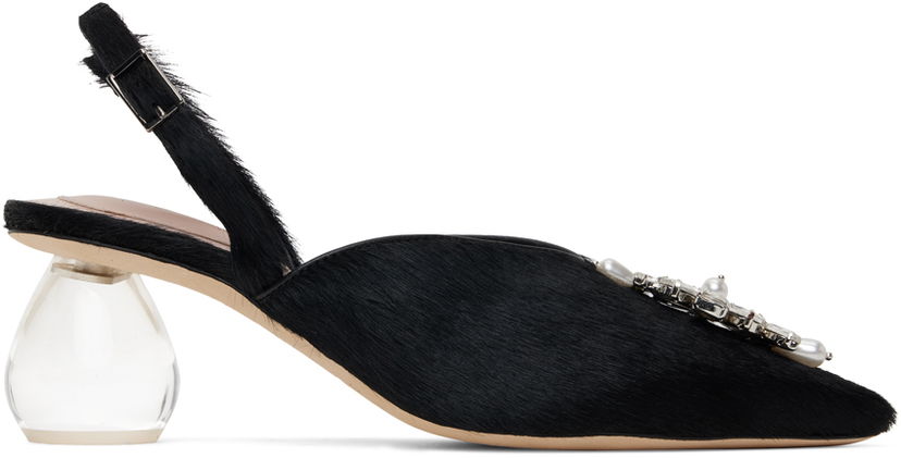 Superge in čevlji Simone Rocha Simone Rocha Pointed Slingback Heels with Crystal Embellishment Črna | LH14B 0794