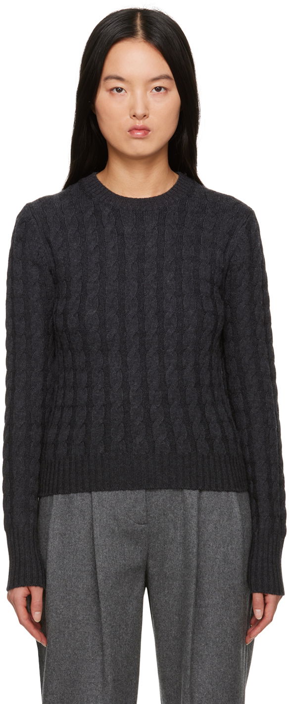 Pleteni pulover TOTEME TOTEME Cable Knit Sweater Siva | 234-WRTWTP172-YA0008