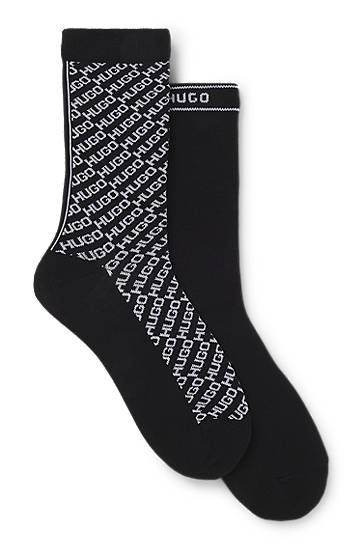 Nogavice BOSS Two-pack of regular-length assorted logo socks Črna | 50543196