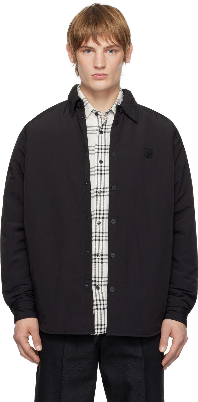 Srajce BOSS Padded Overshirt With Logo Badge Črna | 50534283
