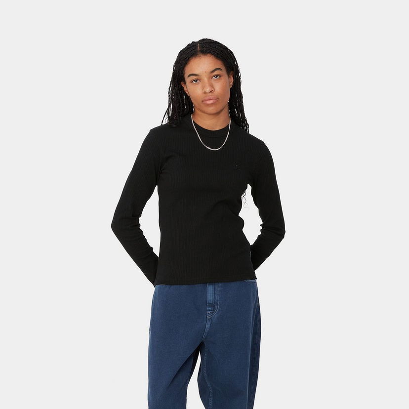 Majica Carhartt WIP Long Sleeve Slim Fit Ribbed T-Shirt Črna | I034018_8