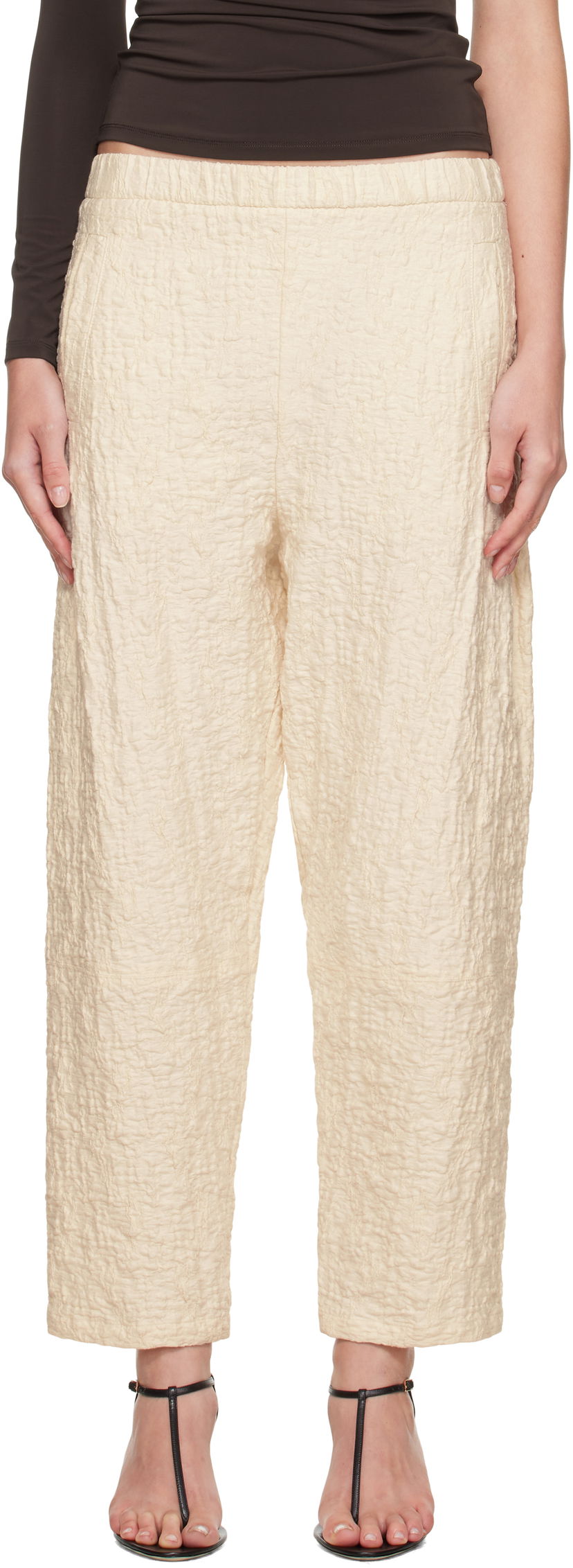 Hlače Max Mara Max Mara Alamo Textured Ankle Trousers Bež | 2521786058600