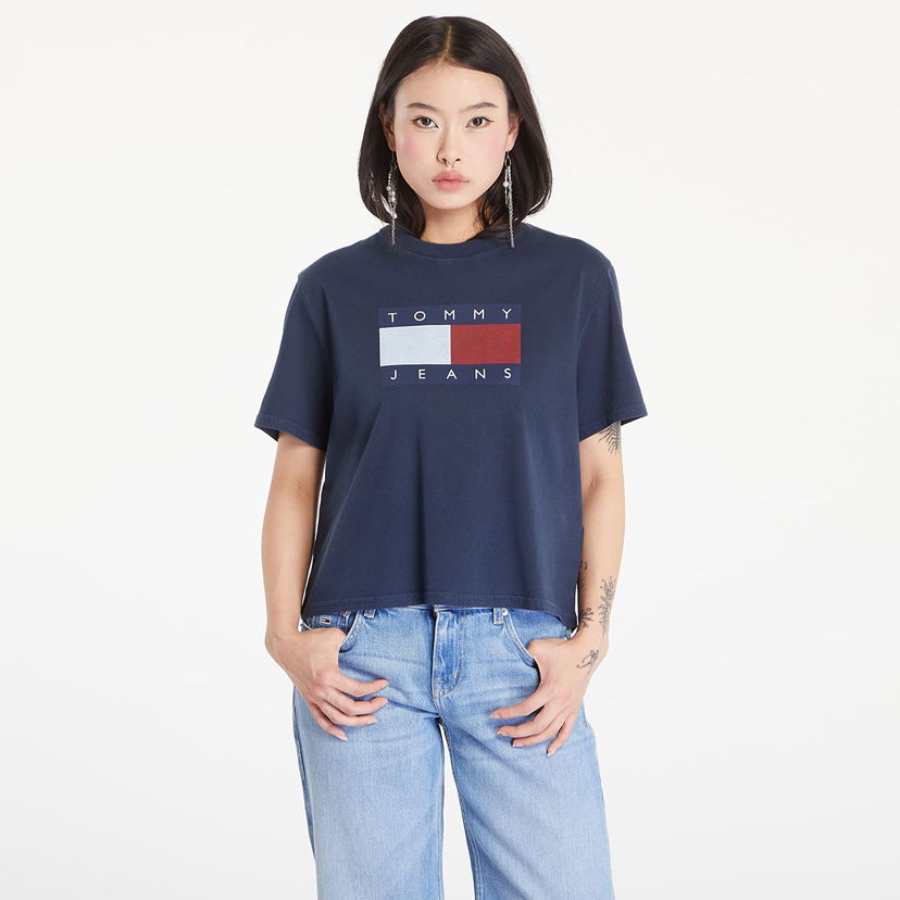 Majica Tommy Hilfiger Flag Badge Boxy Fit T-Shirt Dark Night Navy Mornarica | DW0DW18629 C1G