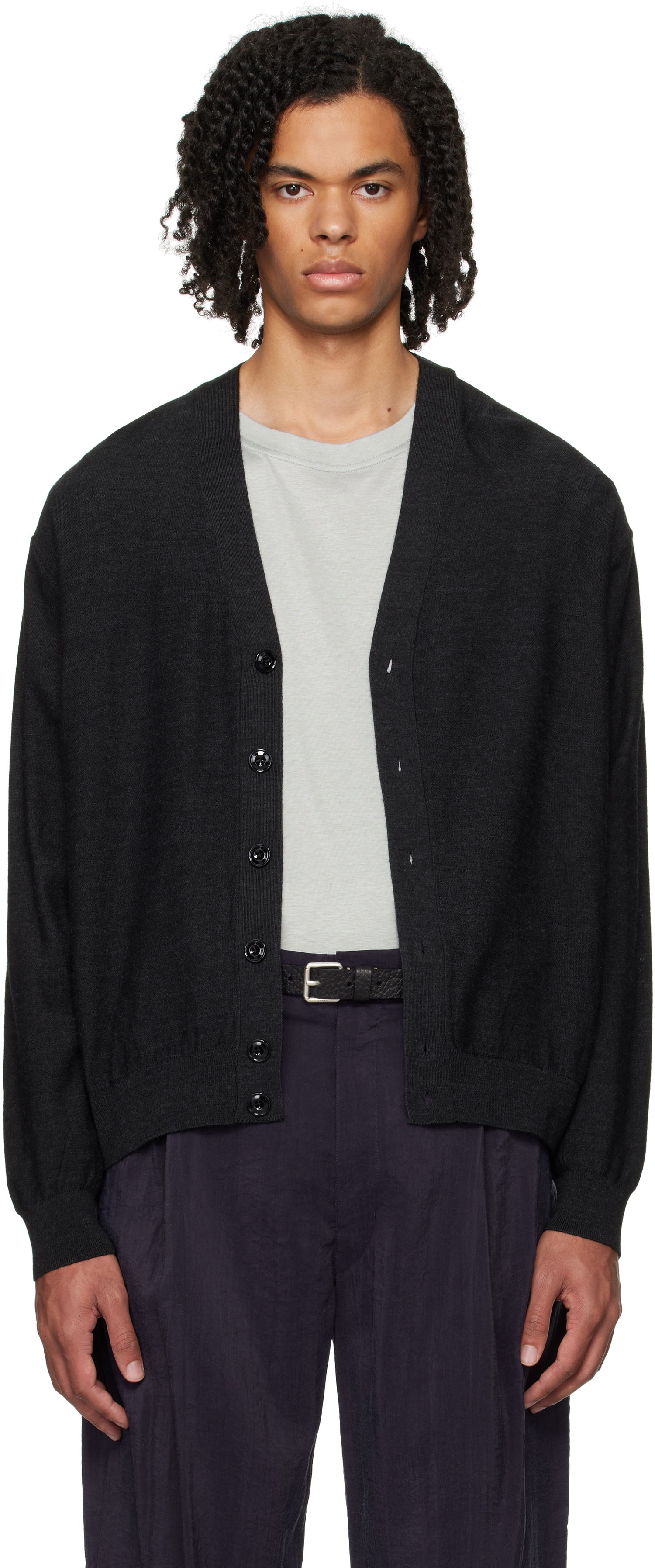 Pleteni pulover LEMAIRE Relaxed Cardigan Črna | TO1082 LK087, 0