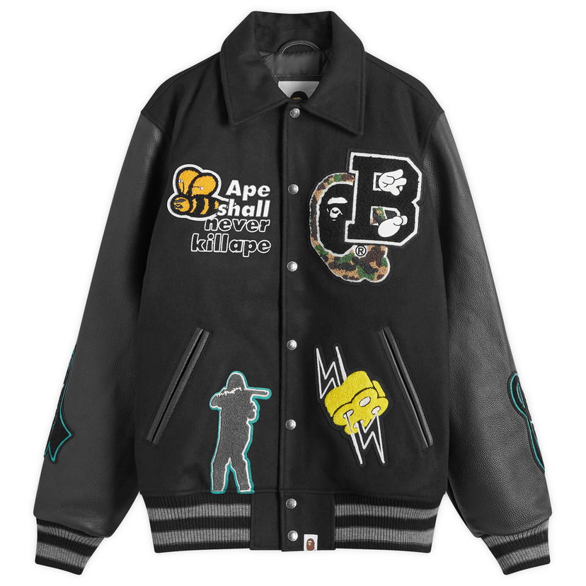 Jakna BAPE A Bathing Ape BAPE Varsity Jacket Črna | 001HJK301002M-BLK