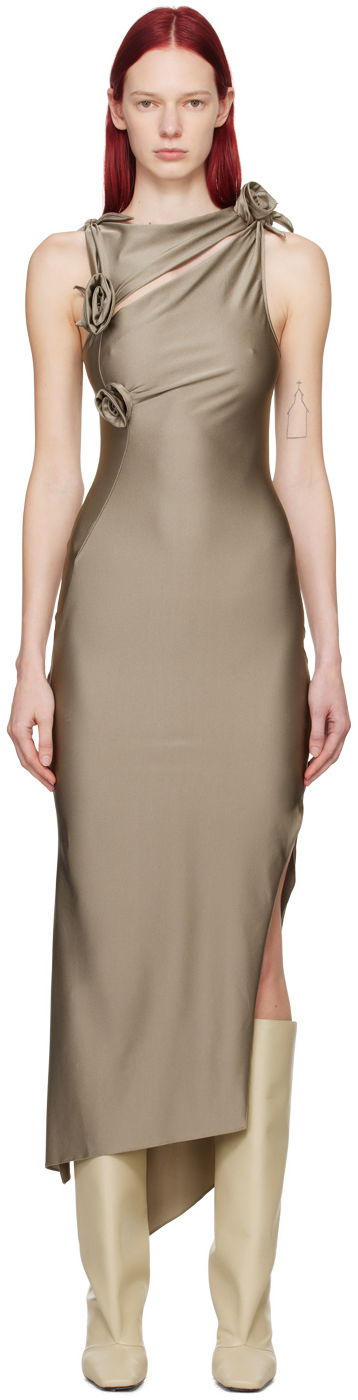 Obleke Coperni Flower Detail Maxi Dress Rjava | COPR44545